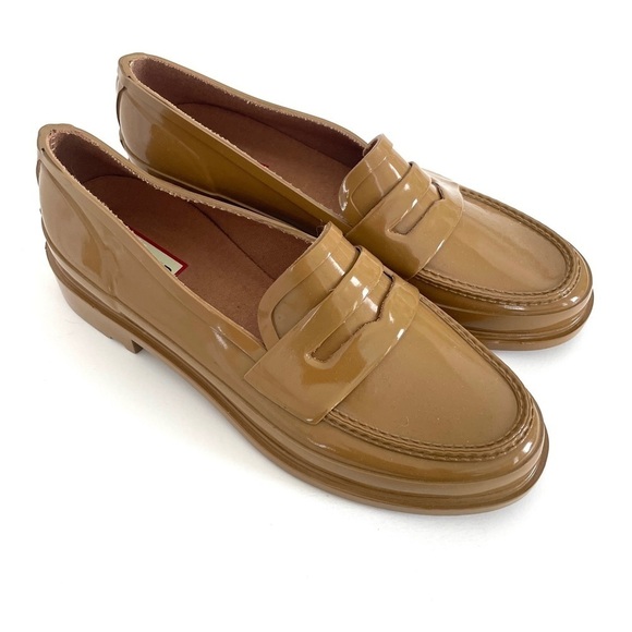 New Hunter Women's Original Waterproof Gloss Penny Loafers - Picture 2 of 9
